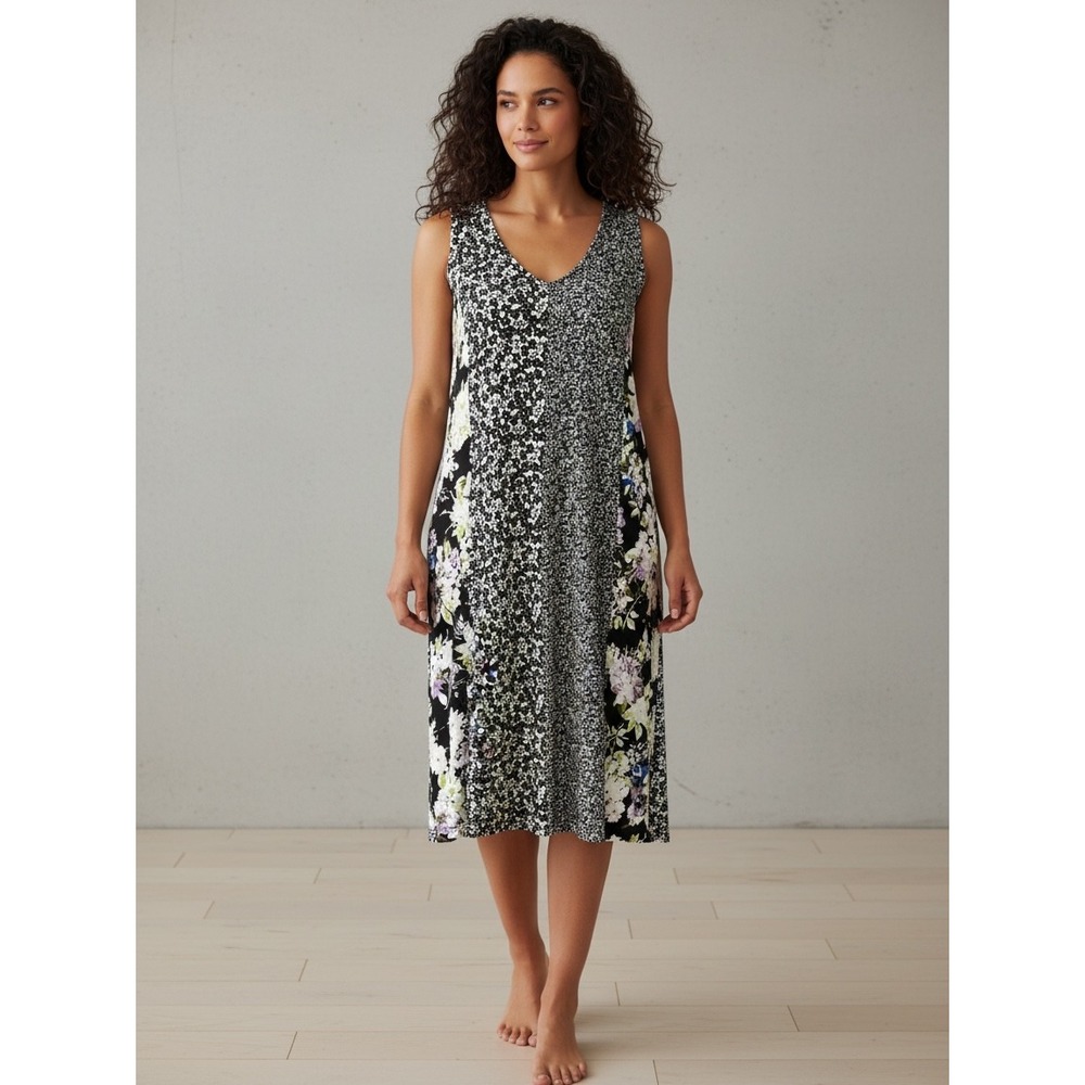 J JILL Ditsy Floral Mixed Print Shift Dress M Casual Comfort Brunch Cottage Soft